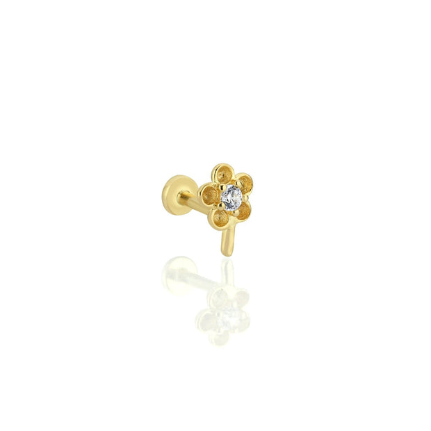 14k Gold Solitaire Daisy Tragus Piercing