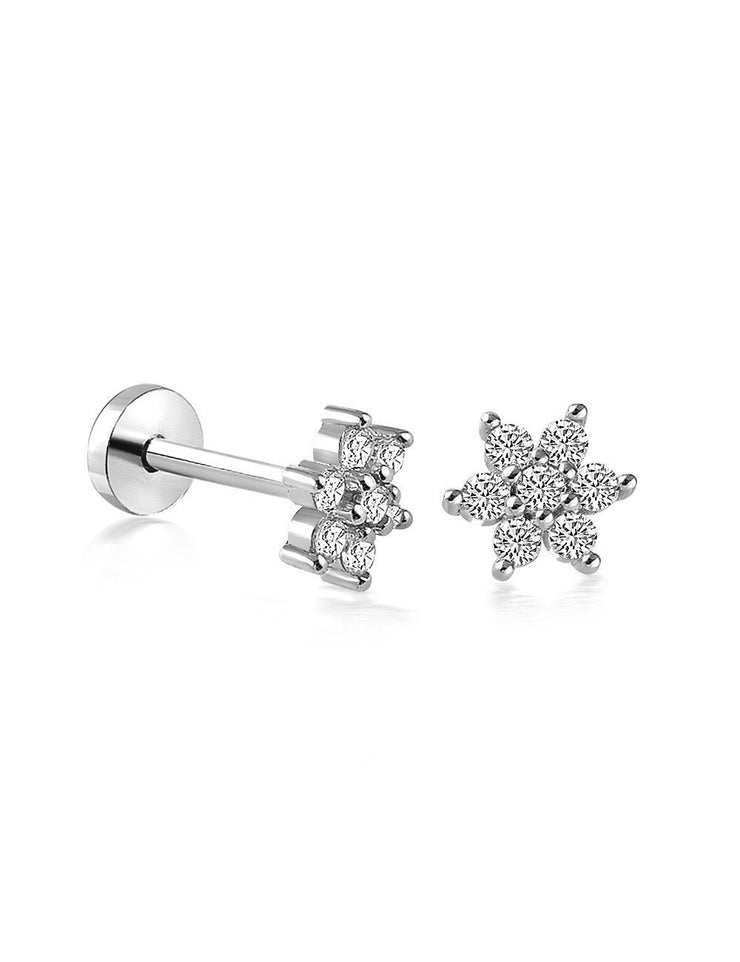 14k Gold Stone Flower Tragus Piercing