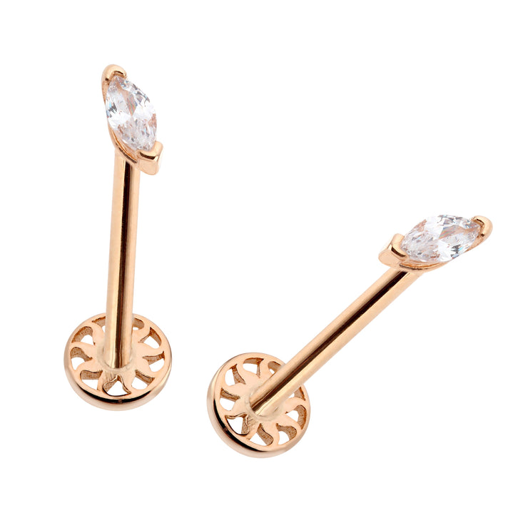 14k Gold Marquise Tragus Piercing
