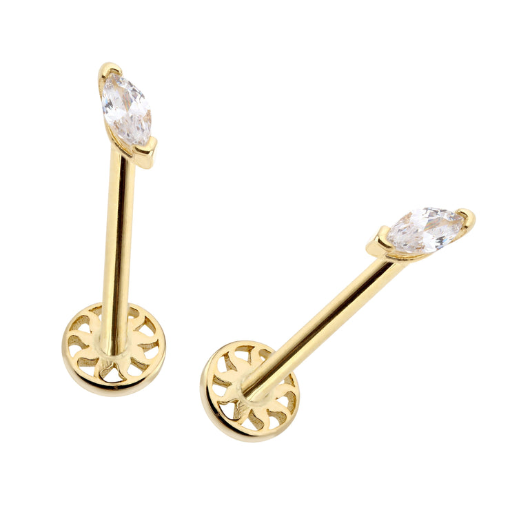 14k Gold Marquise Tragus Piercing
