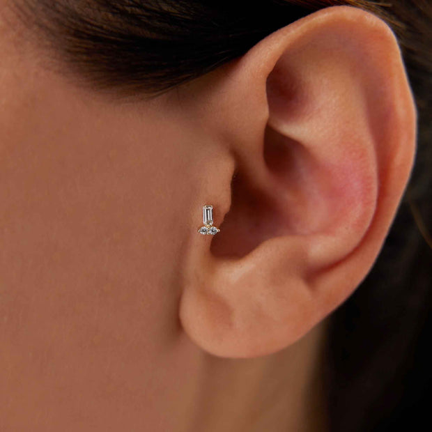 14k Gold Baguette Tragus Piercing