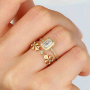 Emeral Ring, diamond ring, 0.90 ct. Emerald Diamond Vintage Gold Ring, 0.90 ct. Emerald Diamond Gold Ring