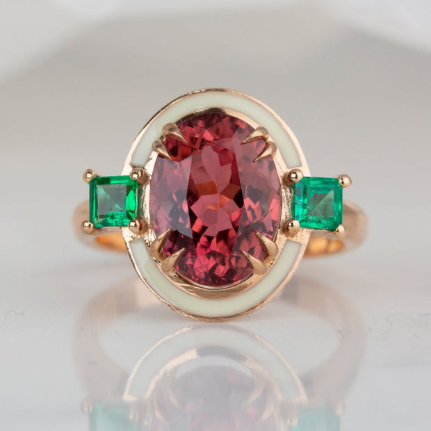 diamond ring, 3.30ct Tourmaline And Emerald Ring