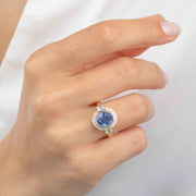 diamond gold ring, 0.40 ct. diamond gold ring, 0.40 ct. diamond gold ring with ceylon sapphire