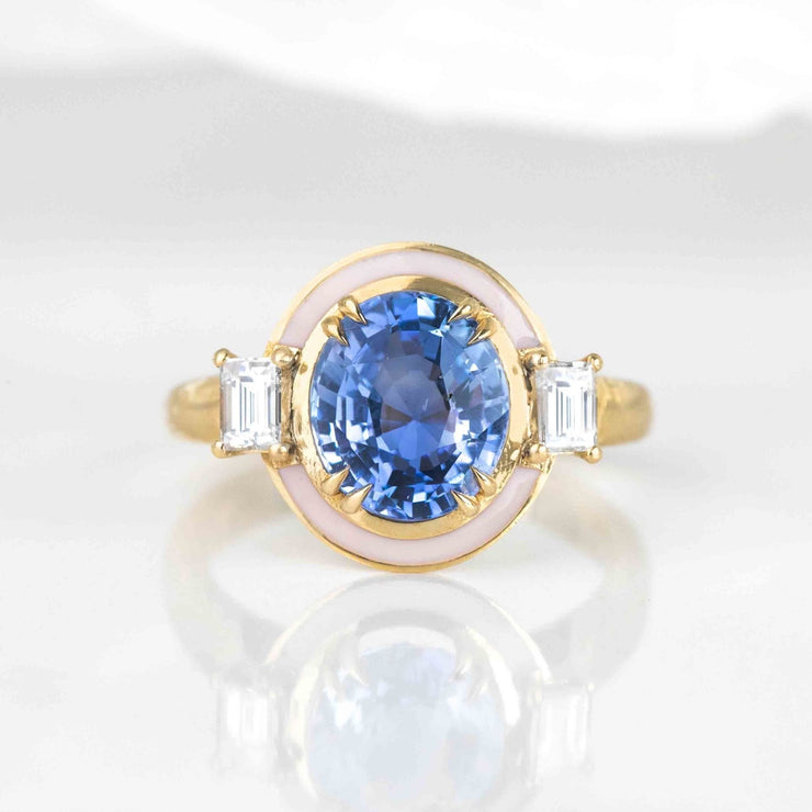 diamond gold ring, 0.40 ct. diamond gold ring, 0.40 ct. diamond gold ring with ceylon sapphire