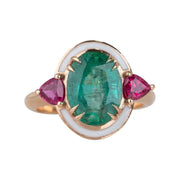 diamond ring, 3.3ct emerald and ruby ring