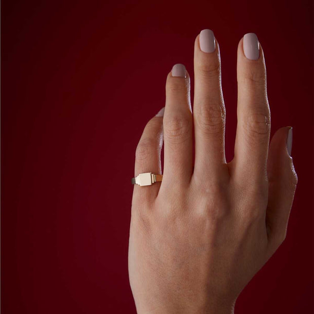 Square Signet Ring - Solid 14k Gold Ring