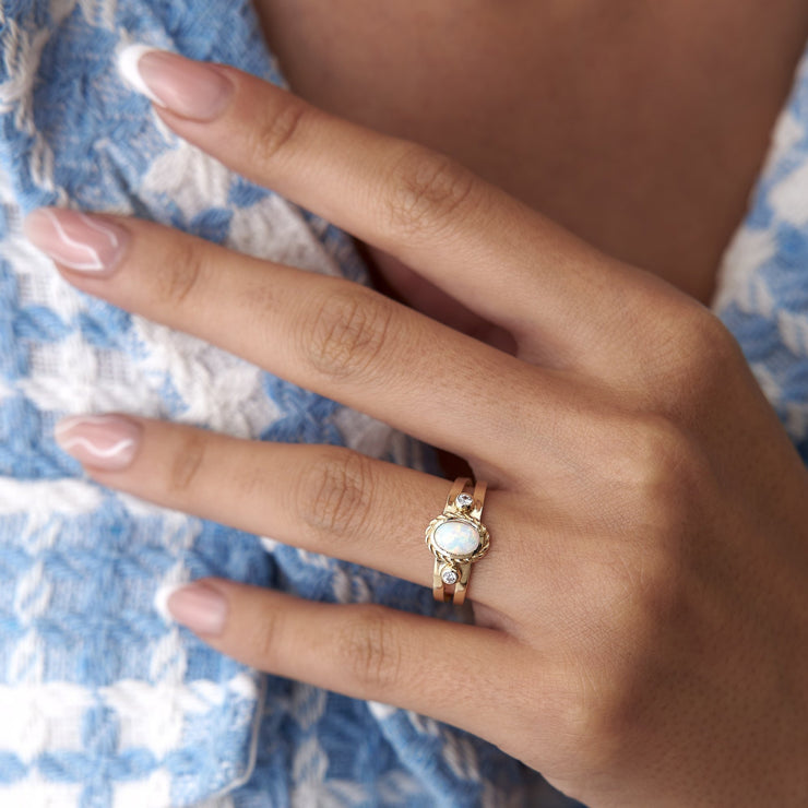 14k Gold Opal Shield Ring
