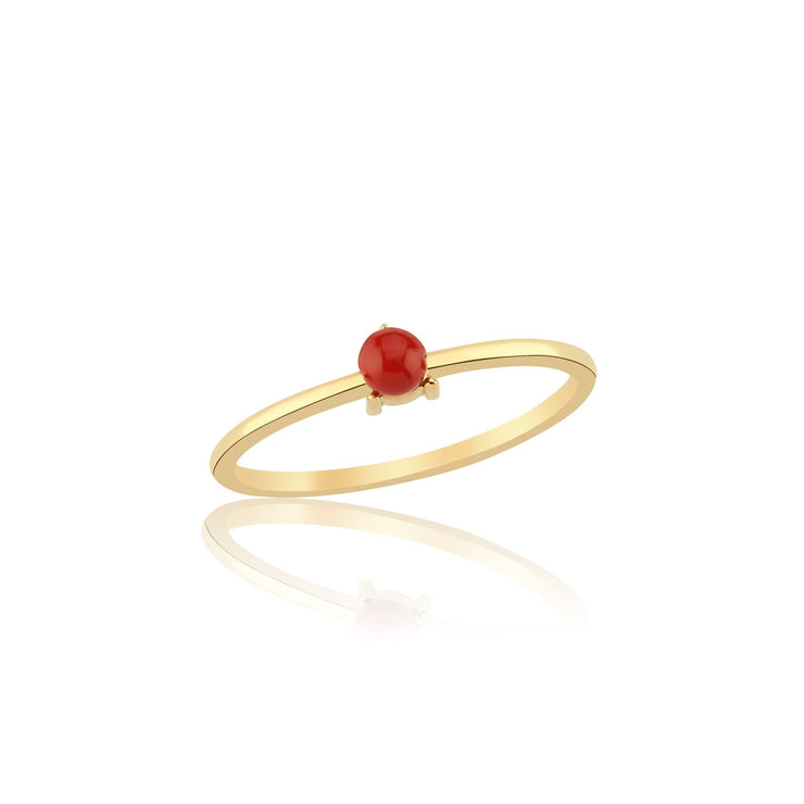14k Gold Coral Single Bud Ring