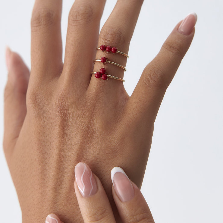 14k Gold Coral Single Bud Ring