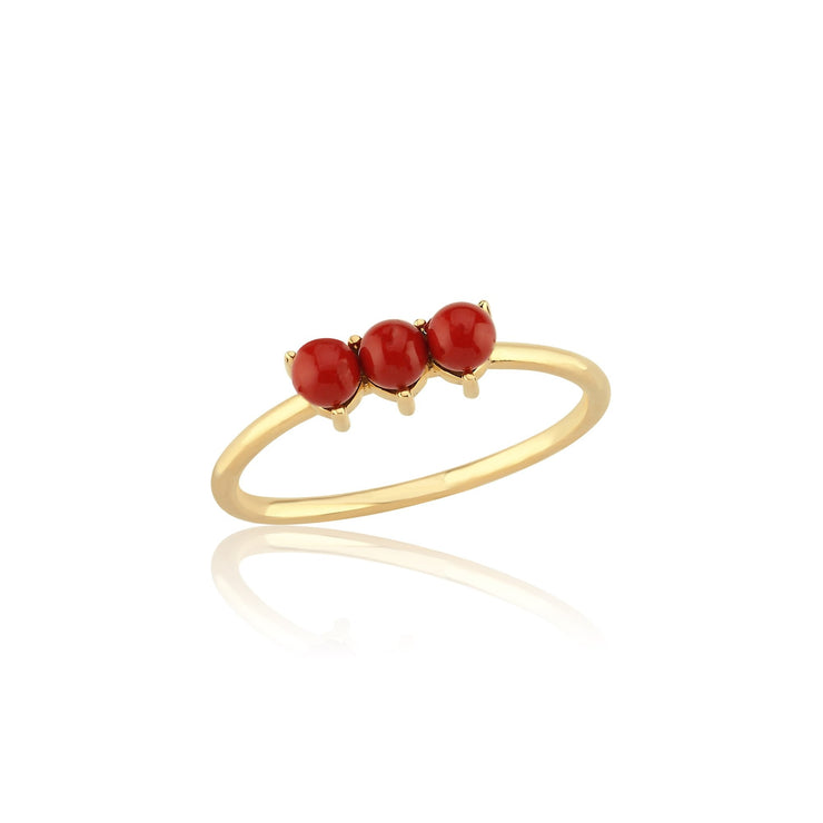 14k Gold Coral Triple Bud Ring