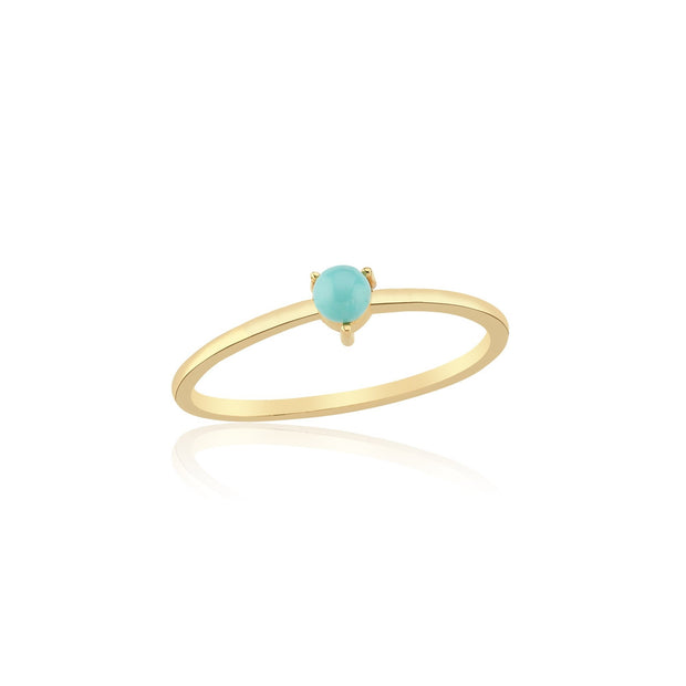 14k Gold Aquamarine Blue Single Bud Ring