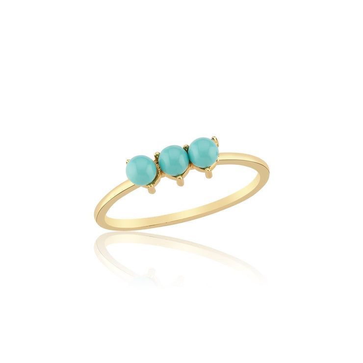 14k Gold Aquamarine Blue Triple Bud Ring