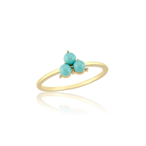 14k Gold Aquamarine Blue Trapeze Bud Ring