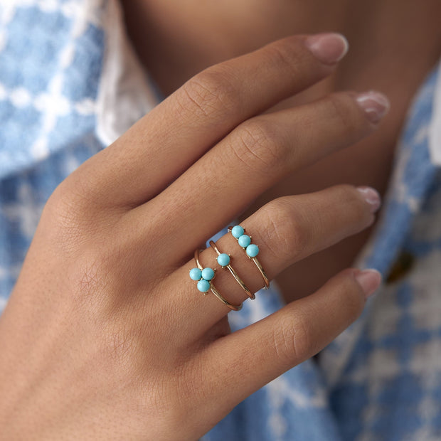 14k Gold Aquamarine Blue Trapeze Bud Ring