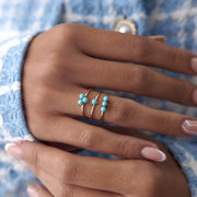 14k Gold Aquamarine Blue Trapeze Bud Ring