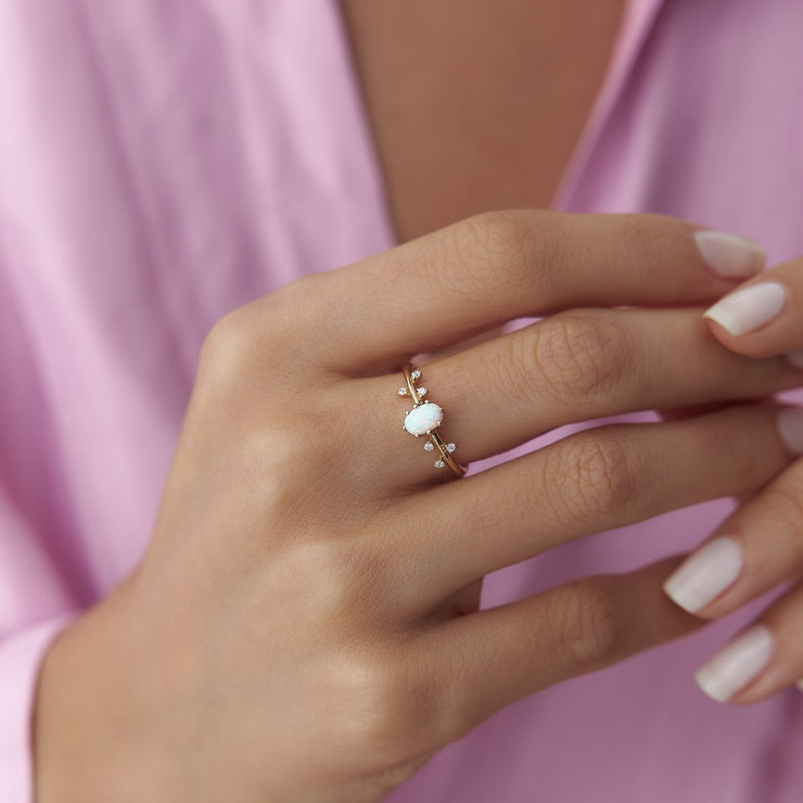 14k Gold Moonstone Ivy Ring