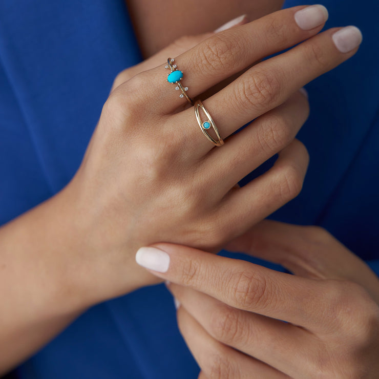 14k Gold Turquoise Stone Ring