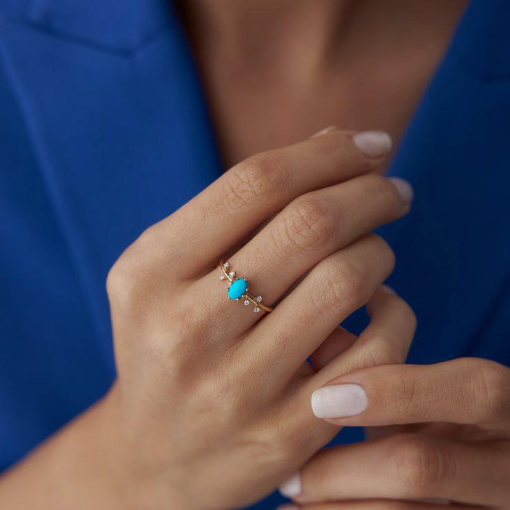 14k Gold Turquoise Stone Ring
