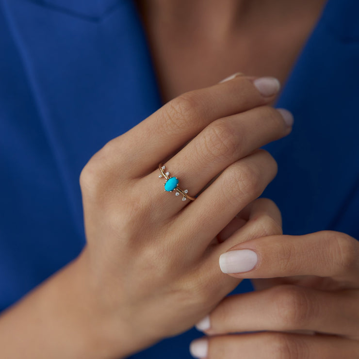 14k Gold Turquoise Stone Ring