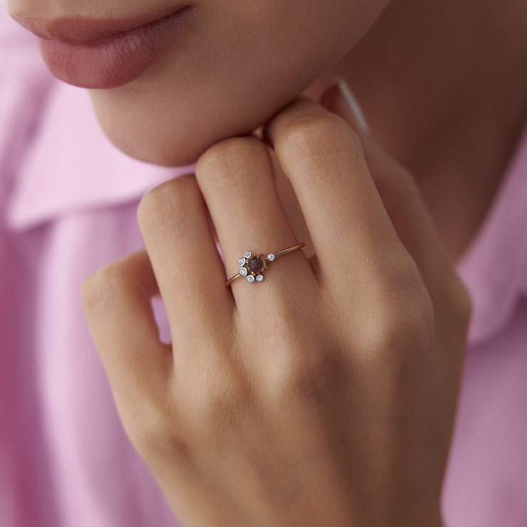 14k Gold Dark Opal Stone Ring
