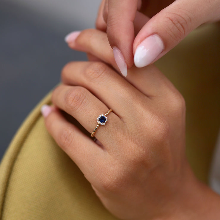 14k Gold Sapphire Blue Festival Ring
