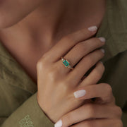 14k Gold Light Green Baguette Twist Ring