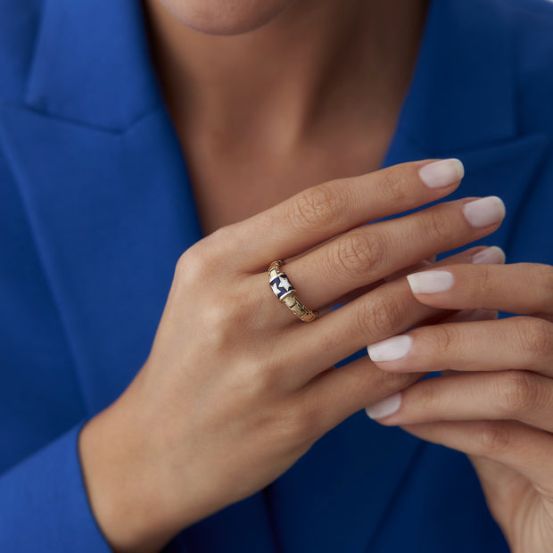 14k Gold Enamel Star Ring