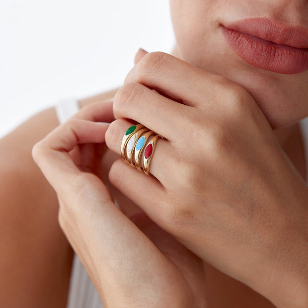 14k Gold Colored Enamel Ring