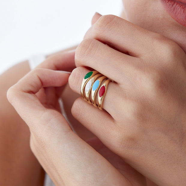14k Gold Colored Enamel Ring