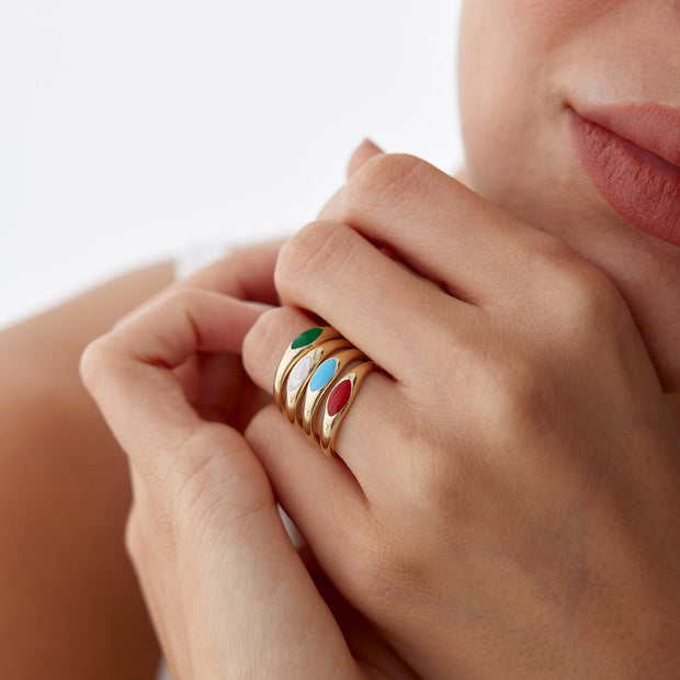 14k Gold Colored Enamel Ring