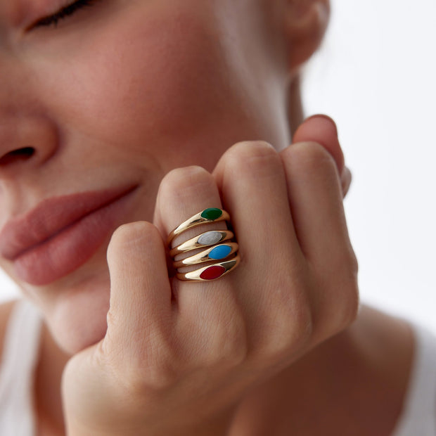 14k Gold Colored Enamel Ring