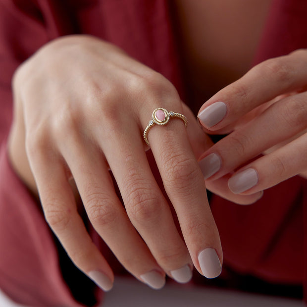 14k Gold Pink Tourmaline Colored Ring