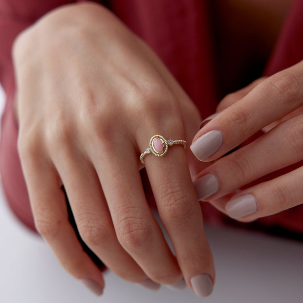 14k Gold Pink Tourmaline Colored Ring