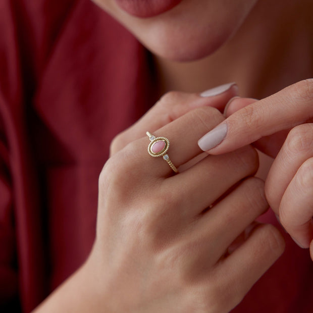14k Gold Pink Tourmaline Colored Ring
