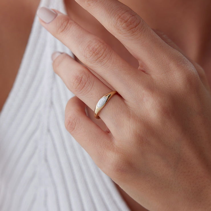 14k Gold Crystal Enamel Ring