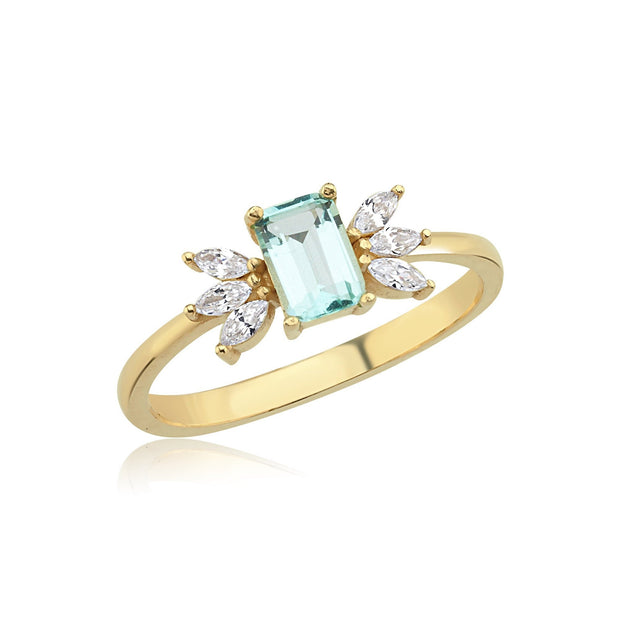 14k Gold Aquamarine Lotus Ring