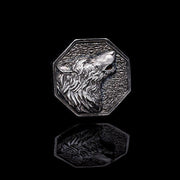 Men’s Sterling Silver Wolf Ring Octagonal