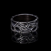 Men’s Sterling Silver Asymmetric Carved Ring