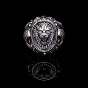 Men’s Sterling Silver Oval Lion Ring