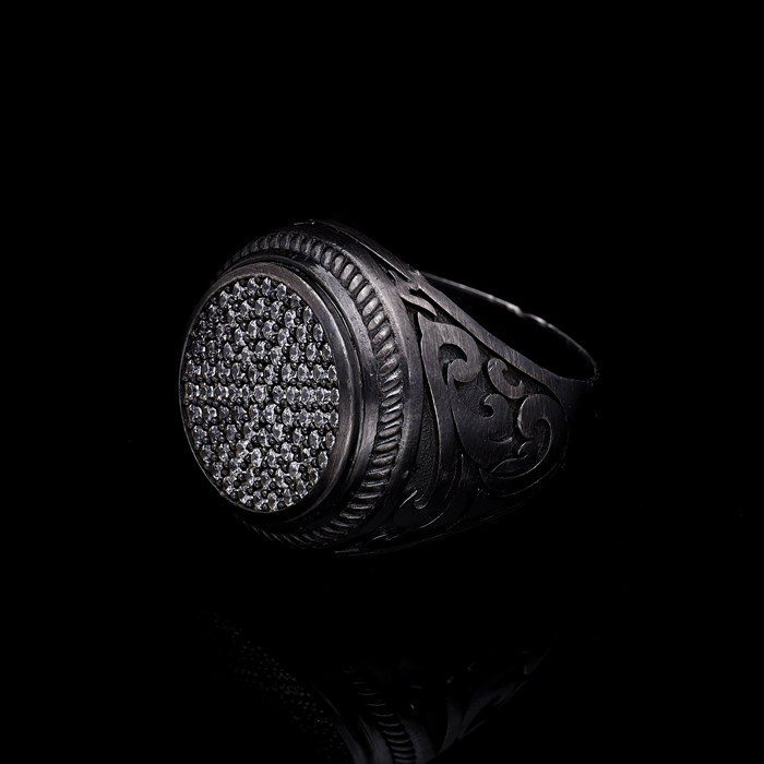Men’s Sterling Silver Zircon Oval Ring