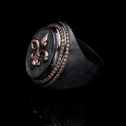 Men’s Sterling Silver Fleur De Lys Gold Plated Ring