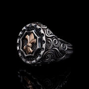 Men’s Sterling Silver Fleur De Lys Gold Plated Ring