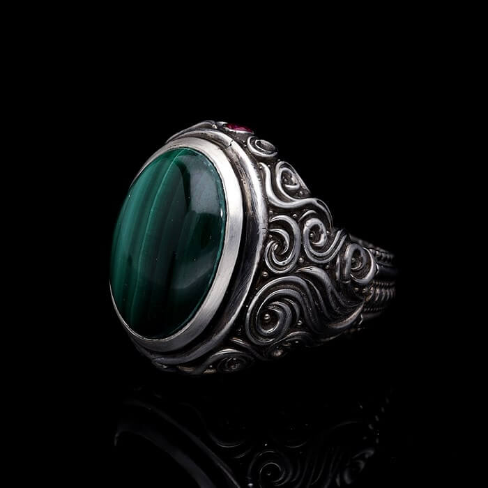 Men’s Sterling Silver Malachite Ring