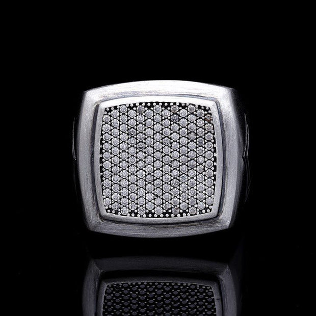 Men’s Sterling Silver Zircon Square Ring