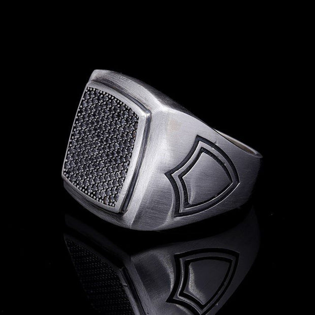 Men’s Sterling Silver Zircon Square Ring