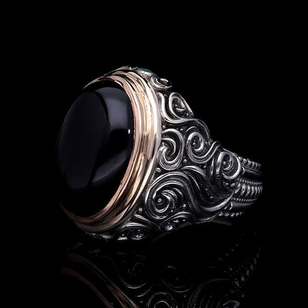 Men’s Sterling Silver Onyx Oval Ring