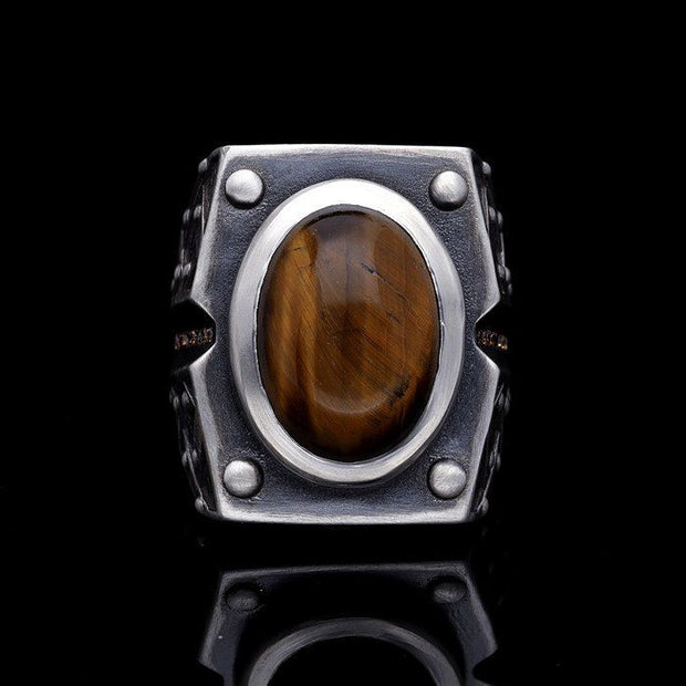 Men’s Sterling Silver Tiger Eye Ring