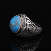 Men’s Sterling Silver Turquoise Double Color Ring