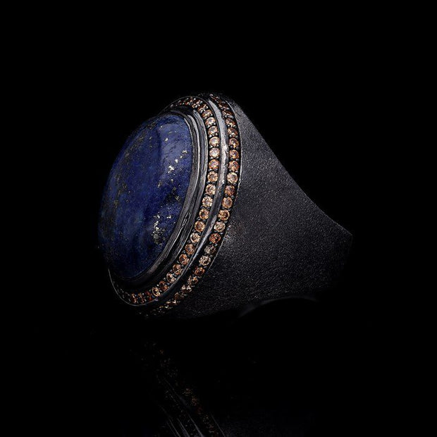 Men’s Sterling Silver Lapis Lazuli Oval Ring